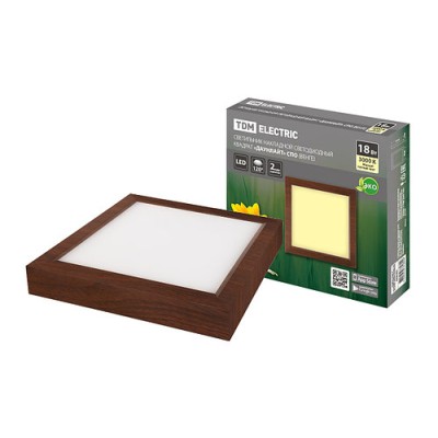 Светильник накладной светодиодный квадрат "Даунлайт" СПО (венге) 18 Вт 225*225*32 мм 3000К TDM Светильник накладной светодиодный квадрат "Даунлайт" СПО (венге) 18 Вт 225*225*32 мм 3000К TDM