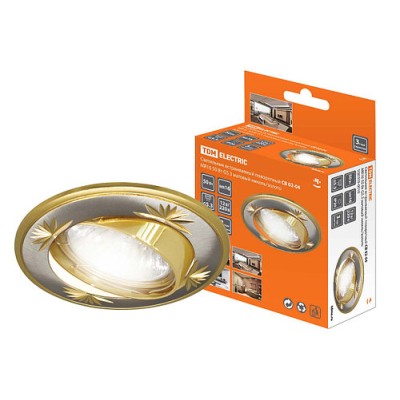Светильник встраиваемый поворотный СВ 02-04 MR16 50Вт G5.3 матовый никель/золото TDM Светильник встраиваемый поворотный СВ 02-04 MR16 50Вт G5.3 матовый никель/золото TDM