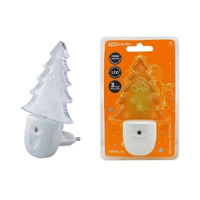 Ночник "Елочка" с датчиком света, светодиодный, 0.3 Вт 220 В TDM Ночник "Елочка" с датчиком света, светодиодный, 0.3 Вт 220 В TDM