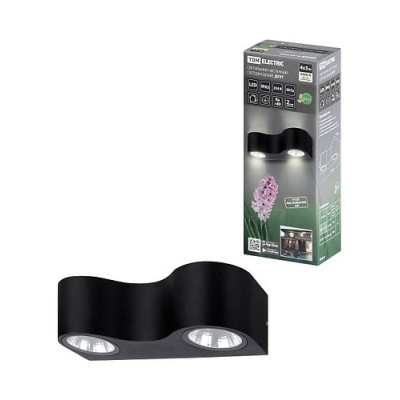 Светильник настенный LED, Дуэт, 4х3 Вт, 3000 К, L200 мм, алюм./черн., вверх/вниз, IP65, TDM Светильник настенный LED, Дуэт, 4х3 Вт, 3000 К, L200 мм, алюм./черн., вверх/вниз, IP65, TDM