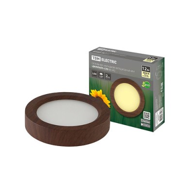 Светильник накладной светодиодный круг "Даунлайт" СПО (венге) 12 Вт 170*32 мм 3000К TDM Светильник накладной светодиодный круг "Даунлайт" СПО (венге) 12 Вт 170*32 мм 3000К TDM