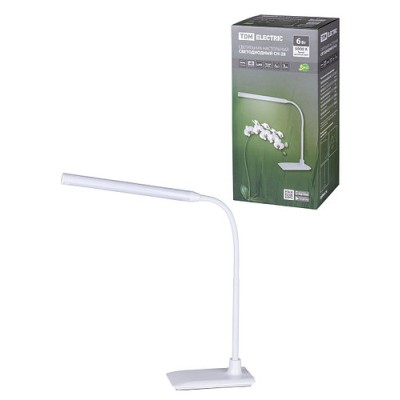 Светильник светодиодный настольный СН-28, 6 Вт, сенсор-диммер, 5000 К, 220 В, белый, TDM Светильник светодиодный настольный СН-28, 6 Вт, сенсор-диммер, 5000 К, 220 В, белый, TDM