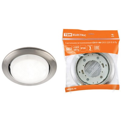 Светильник встраиваемый СВ 01-06 GX53 220 В 50 Гц сатин никель TDM Светильник встраиваемый СВ 01-06 GX53 220 В 50 Гц сатин никель TDM