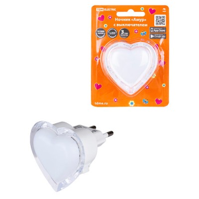 Ночник "Амур" с выключателем, 0,3 Вт, 220 В TDM Ночник "Амур" с выключателем, 0,3 Вт, 220 В TDM