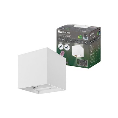 Светильник настенный LED, Кватро, 2х3 Вт, 4000 К, Н100 мм, алюм./бел., вверх/вниз, IP65, TDM Светильник настенный LED, Кватро, 2х3 Вт, 4000 К, Н100 мм, алюм./бел., вверх/вниз, IP65, TDM