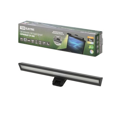 Светильник светодиодный на монитор СН-200, 5 Вт, авт. сенс-димм, 3000-6000 К, USB, черный, TDM Светильник светодиодный на монитор СН-200, 5 Вт, авт. сенс-димм, 3000-6000 К, USB, черный, TDM