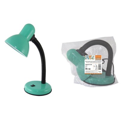 Светильник настольный на основании 40Вт, E27, зеленый, (мягкая упак.) Народный Светильник настольный на основании 40Вт, E27, зеленый, (мягкая упак.) Народный