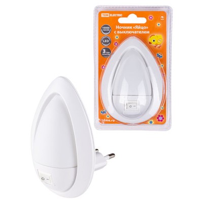 Ночник "Яйцо" с выключателем, белый, 0,5 Вт, 220 В TDM Ночник "Яйцо" с выключателем, белый, 0,5 Вт, 220 В TDM