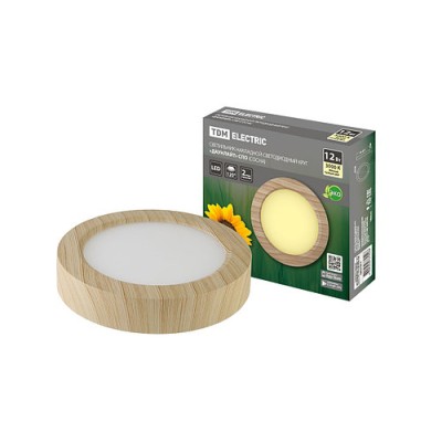 Светильник накладной светодиодный круг "Даунлайт" СПО (сосна) 12 Вт 170*32 мм 3000К TDM Светильник накладной светодиодный круг "Даунлайт" СПО (сосна) 12 Вт 170*32 мм 3000К TDM