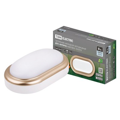 Светильник накладной LED ДПО "Антарес" 8Вт 4000К овал 168*100*58 мм мат.золото IP54 TDM Светильник накладной LED ДПО "Антарес" 8Вт 4000К овал 168*100*58 мм мат.золото IP54 TDM