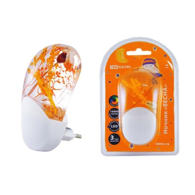 Ночник "Весна" с датчиком света, светодиодный, 1Вт, 220 В TDM Ночник "Весна" с датчиком света, светодиодный, 1Вт, 220 В TDM