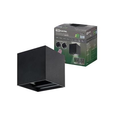 Светильник настенный LED, Кватро, 2х3 Вт, 4000 К, Н100 мм, алюм./черн., вверх/вниз, IP65, TDM Светильник настенный LED, Кватро, 2х3 Вт, 4000 К, Н100 мм, алюм./черн., вверх/вниз, IP65, TDM