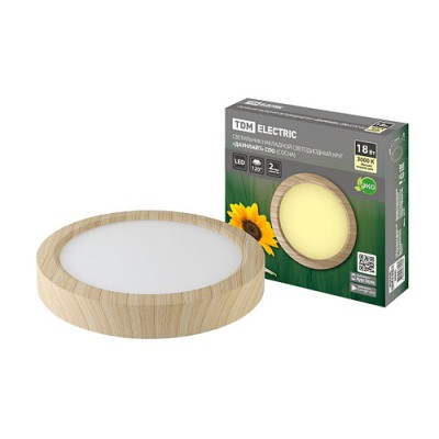 Светильник накладной светодиодный круг "Даунлайт" СПО (сосна) 18 Вт 225*32 мм 3000К TDM Светильник накладной светодиодный круг "Даунлайт" СПО (сосна) 18 Вт 225*32 мм 3000К TDM
