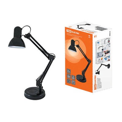 Светильник настольный на основании 2 колена 60Вт, E27 черный TDM Светильник настольный на основании 2 колена 60Вт, E27 черный TDM