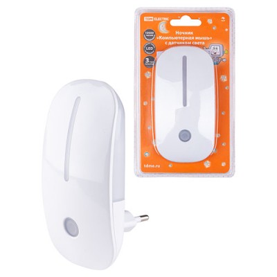 Ночник "Компьютерная мышь" с датчиком света, светодиодный, 0,5Вт, 220 В TDM Ночник "Компьютерная мышь" с датчиком света, светодиодный, 0,5Вт, 220 В TDM