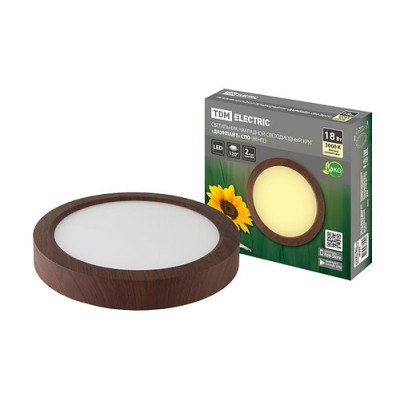 Светильник накладной светодиодный круг "Даунлайт" СПО (венге) 18 Вт 225*32 мм 3000К TDM Светильник накладной светодиодный круг "Даунлайт" СПО (венге) 18 Вт 225*32 мм 3000К TDM
