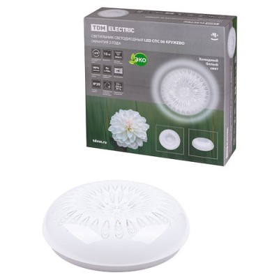 Светильник светодиодный LED СПС 06 15Вт 4000К D30см, Кружево TDM Светильник светодиодный LED СПС 06 15Вт 4000К D30см, Кружево TDM