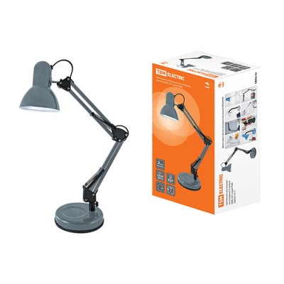 Светильник настольный на основании 2 колена 60Вт, E27 серый TDM Светильник настольный на основании 2 колена 60Вт, E27 серый TDM