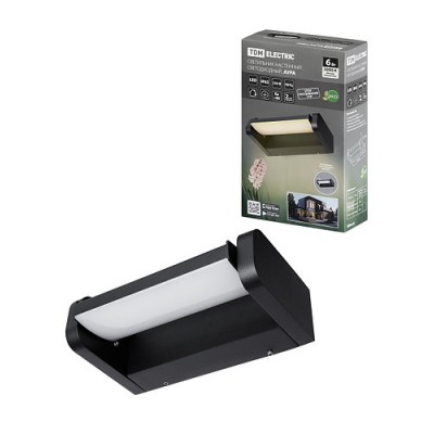 Светильник настенный LED, Аура, L200 мм, 6 Вт, 3000 K, алюм./черн., IP65, TDM Светильник настенный LED, Аура, L200 мм, 6 Вт, 3000 K, алюм./черн., IP65, TDM