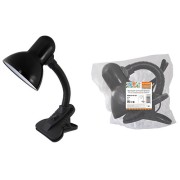 Светильник настольный прищепка 40Вт, E27, черный, (мягкая упак.) Народный