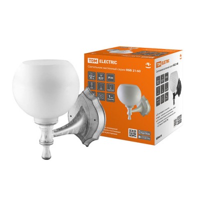 Светильник НББ 21-60-1323 УХЛ4 (белый под серебро, плафон полушар белый) TDM Светильник НББ 21-60-1323 УХЛ4 (белый под серебро, плафон полушар белый) TDM