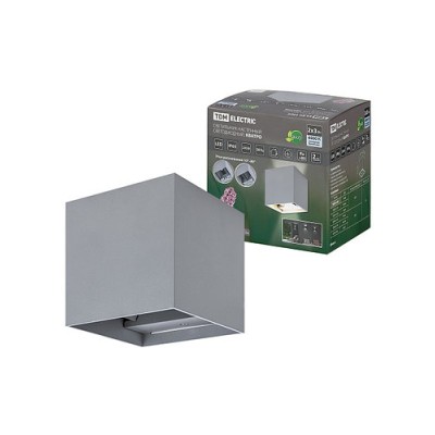Светильник настенный LED, Кватро, 2х3 Вт, 4000 К, Н100 мм, алюм./сер., вверх/вниз, IP65, TDM Светильник настенный LED, Кватро, 2х3 Вт, 4000 К, Н100 мм, алюм./сер., вверх/вниз, IP65, TDM