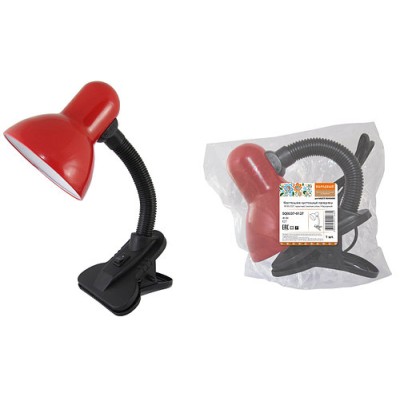 Светильник настольный прищепка 40Вт, E27, красный, (мягкая упак.) Народный Светильник настольный прищепка 40Вт, E27, красный, (мягкая упак.) Народный