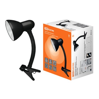 Светильник прищепка 220В, 40Вт, E27 черный глянец TDM Светильник прищепка 220В, 40Вт, E27 черный глянец TDM