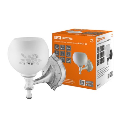 Светильник НББ 21-60-1321 УХЛ4 (белый под серебро, плафон полушар "цветы") TDM Светильник НББ 21-60-1321 УХЛ4 (белый под серебро, плафон полушар "цветы") TDM