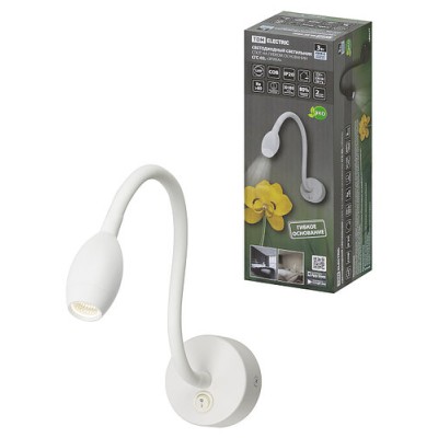 Спот на гибком основании СГС-02, 3 Вт, COB, 270 лм, 4000 К, IP20, "Эрика", с выкл., белый, TDM Спот на гибком основании СГС-02, 3 Вт, COB, 270 лм, 4000 К, IP20, "Эрика", с выкл., белый, TDM