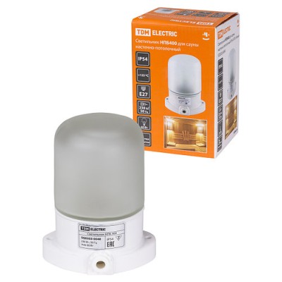 Светильник НПБ400 для сауны настенно-потолочный белый, IP54, 60 Вт, белый, TDM Светильник НПБ400 для сауны настенно-потолочный белый, IP54, 60 Вт, белый, TDM