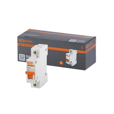 Авт. выкл.ВА47-63 1Р 25А 4,5кА х-ка B TDM Авт. выкл.ВА47-63 1Р 25А 4,5кА х-ка B TDM