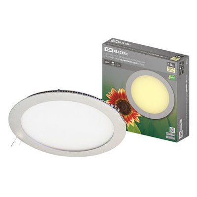 Светильник ультратонкий встраиваемый светодиодный "Даунлайт" СВО (хром) 18 Вт 3000К TDM Светильник ультратонкий встраиваемый светодиодный "Даунлайт" СВО (хром) 18 Вт 3000К TDM