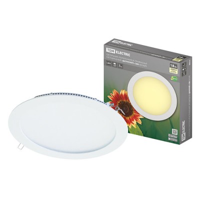 Светильник ультратонкий встраиваемый светодиодный "Даунлайт" СВО (белый) 18 Вт 3000К TDM Светильник ультратонкий встраиваемый светодиодный "Даунлайт" СВО (белый) 18 Вт 3000К TDM