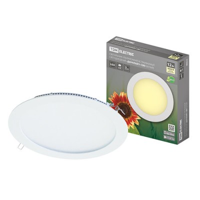 Светильник ультратонкий встраиваемый светодиодный "Даунлайт" СВО (белый) 12 Вт 3000К TDM Светильник ультратонкий встраиваемый светодиодный "Даунлайт" СВО (белый) 12 Вт 3000К TDM