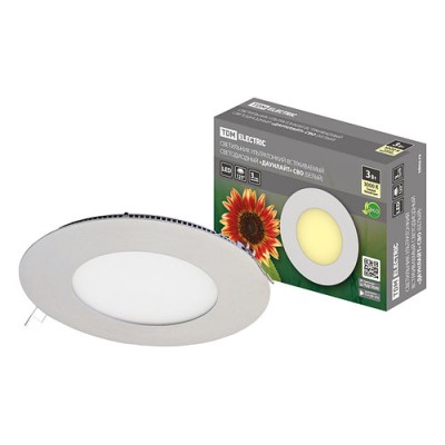 Светильник ультратонкий встраиваемый светодиодный "Даунлайт" СВО (белый) 3 Вт 3000К TDM Светильник ультратонкий встраиваемый светодиодный "Даунлайт" СВО (белый) 3 Вт 3000К TDM