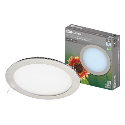 Светильник ультратонкий встраиваемый светодиодный "Даунлайт" СВО (хром) 18 Вт 4000К TDM Светильник ультратонкий встраиваемый светодиодный "Даунлайт" СВО (хром) 18 Вт 4000К TDM