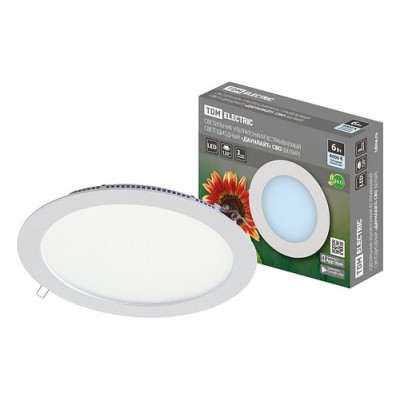 Светильник ультратонкий встраиваемый светодиодный "Даунлайт" СВО (белый) 6 Вт 4000К TDM Светильник ультратонкий встраиваемый светодиодный "Даунлайт" СВО (белый) 6 Вт 4000К TDM