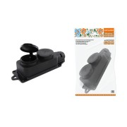 Розетка двухместная с заглушками каучук 2Р+РЕ 16А 250В IP44 серии "Народная"