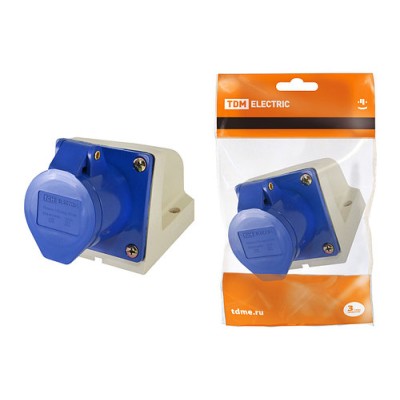 Розетка 123 стационарная 2Р+РЕ 32А 220В IP44 TDM Розетка 123 стационарная 2Р+РЕ 32А 220В IP44 TDM