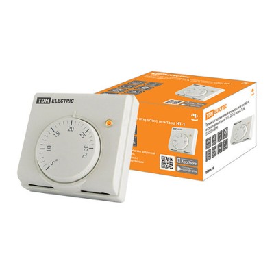 Термостат механический открытого монтажа НТ-1, индикатор, вкл/выкл, 10 А, 230 В, белый, TDM Термостат механический открытого монтажа НТ-1, индикатор, вкл/выкл, 10 А, 230 В, белый, TDM