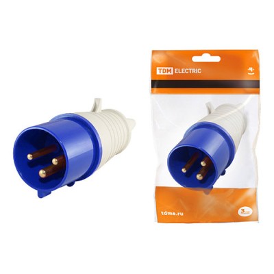 Вилка 013 2Р+РЕ 16А 220В IP44 TDM Вилка 013 2Р+РЕ 16А 220В IP44 TDM