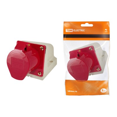 Розетка 124 стационарная 3Р+РЕ 32А 380В IP44 TDM Розетка 124 стационарная 3Р+РЕ 32А 380В IP44 TDM