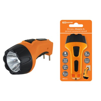 Фонарь «Комета 4» ручной аккумуляторный, 1Вт 1 светодиод, 0,5Ач 230В вилка, TDM Фонарь «Комета 4» ручной аккумуляторный, 1Вт 1 светодиод, 0,5Ач 230В вилка, TDM