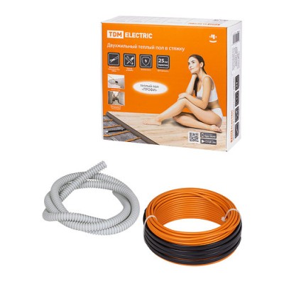 Двухжильный теплый пол в стяжку "ПРОФИ", 5 м, 110 Вт, S укладки 0,65-1,1 м², TDM Двухжильный теплый пол в стяжку "ПРОФИ", 5 м, 110 Вт, S укладки 0,65-1,1 м², TDM