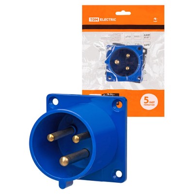 Вилка 623 скрытая 2Р+РЕ 32А 220В IP44 TDM Вилка 623 скрытая 2Р+РЕ 32А 220В IP44 TDM