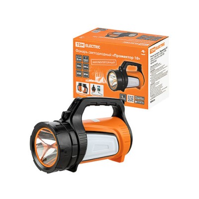 Фонарь светодиод. "Прожектор 10", аккум., 10 Вт LED+12 SMD+12 SMD, 350 лм, 3,7 В 2,4 А*ч, USB, TDM Фонарь светодиод. "Прожектор 10", аккум., 10 Вт LED+12 SMD+12 SMD, 350 лм, 3,7 В 2,4 А*ч, USB, TDM