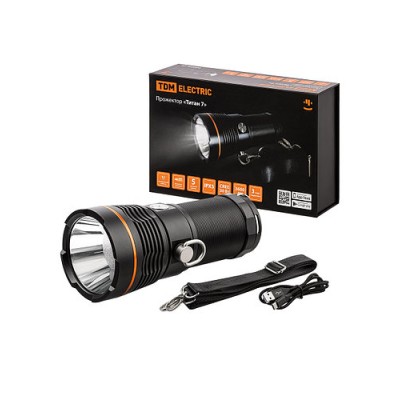 Прожектор «Титан 7», 30 Вт CREE 3600 лм, 4х18650, IPX5, Type-C, TDM Прожектор «Титан 7», 30 Вт CREE 3600 лм, 4х18650, IPX5, Type-C, TDM