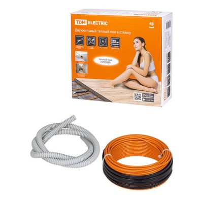 Двухжильный теплый пол в стяжку "ПРОФИ", 11 м, 200 Вт, S укладки 1,1-1,7 м², TDM Двухжильный теплый пол в стяжку "ПРОФИ", 11 м, 200 Вт, S укладки 1,1-1,7 м², TDM