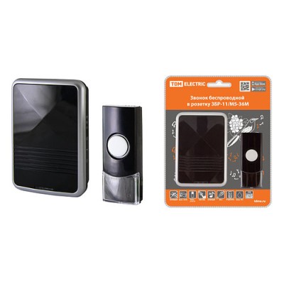 Звонок беспроводной в розетку ЗБР-11/М5-36М (36 мелодий, кнопка IP44, AC 230В, многокодовый, 200 метров) TDM Звонок беспроводной в розетку ЗБР-11/М5-36М (36 мелодий, кнопка IP44, AC 230В, многокодовый, 200 метров) TDM